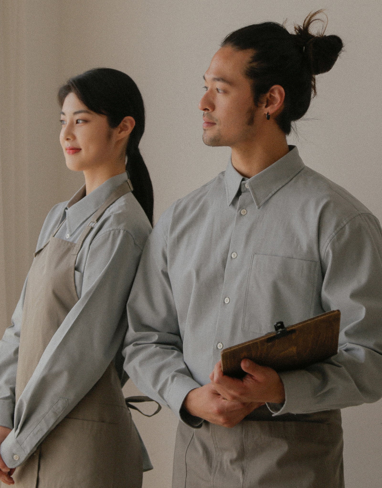 Oxford natural washing loose fit shirt #AS1989 Grey blue