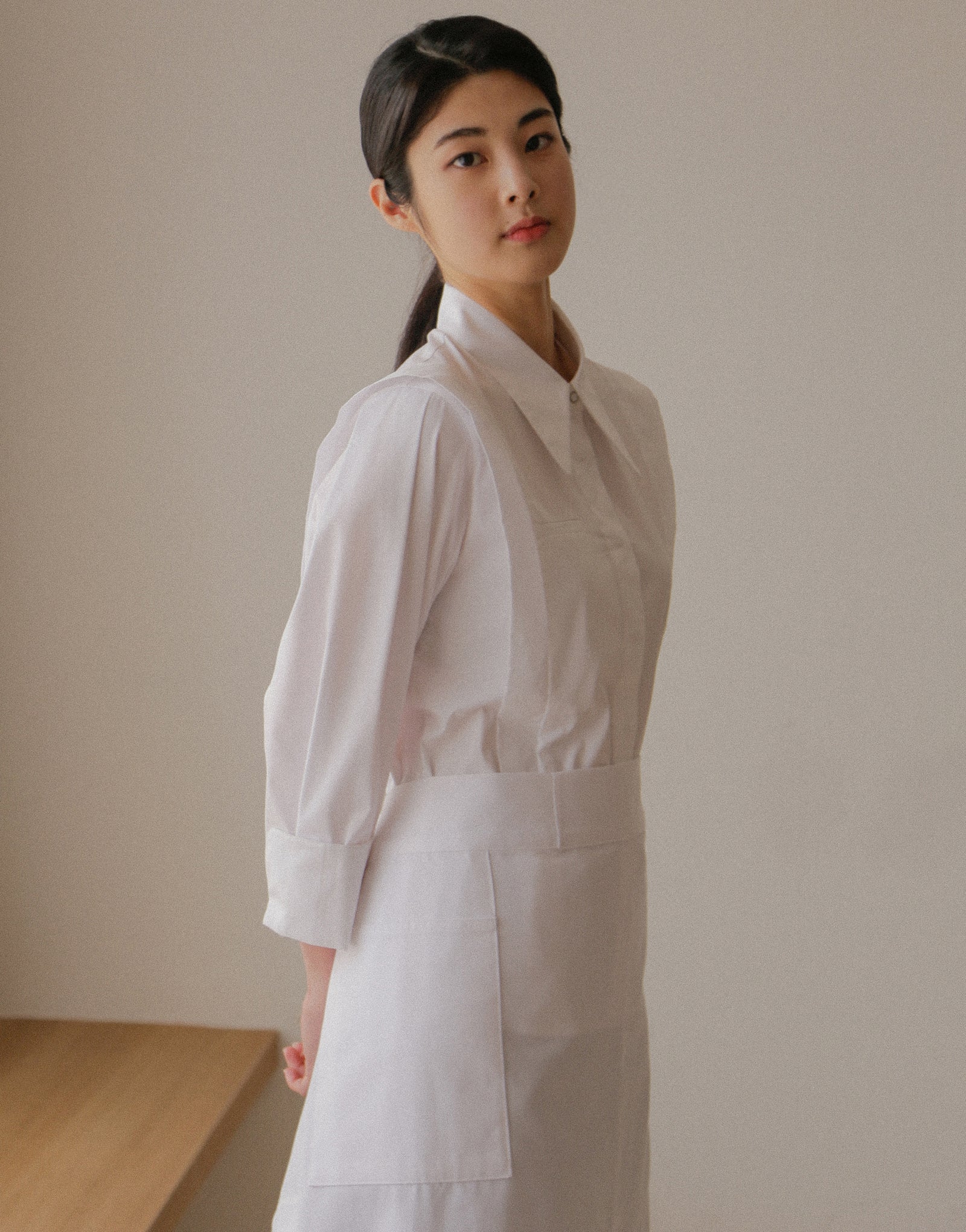 Front slit big pocket waist apron 32" #AA2003 White