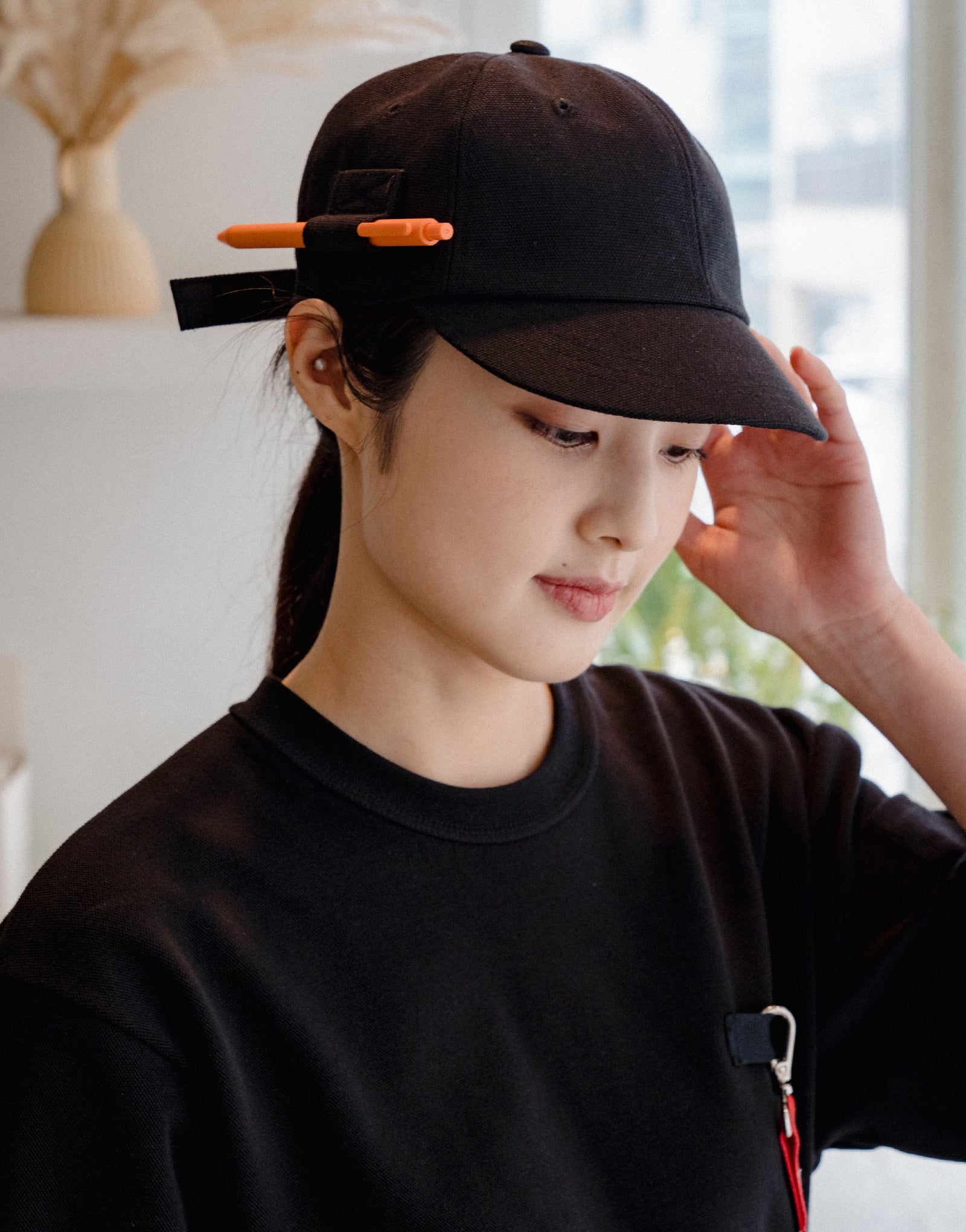 Oxford pencil holder cotton ball cap #AH1995 Black