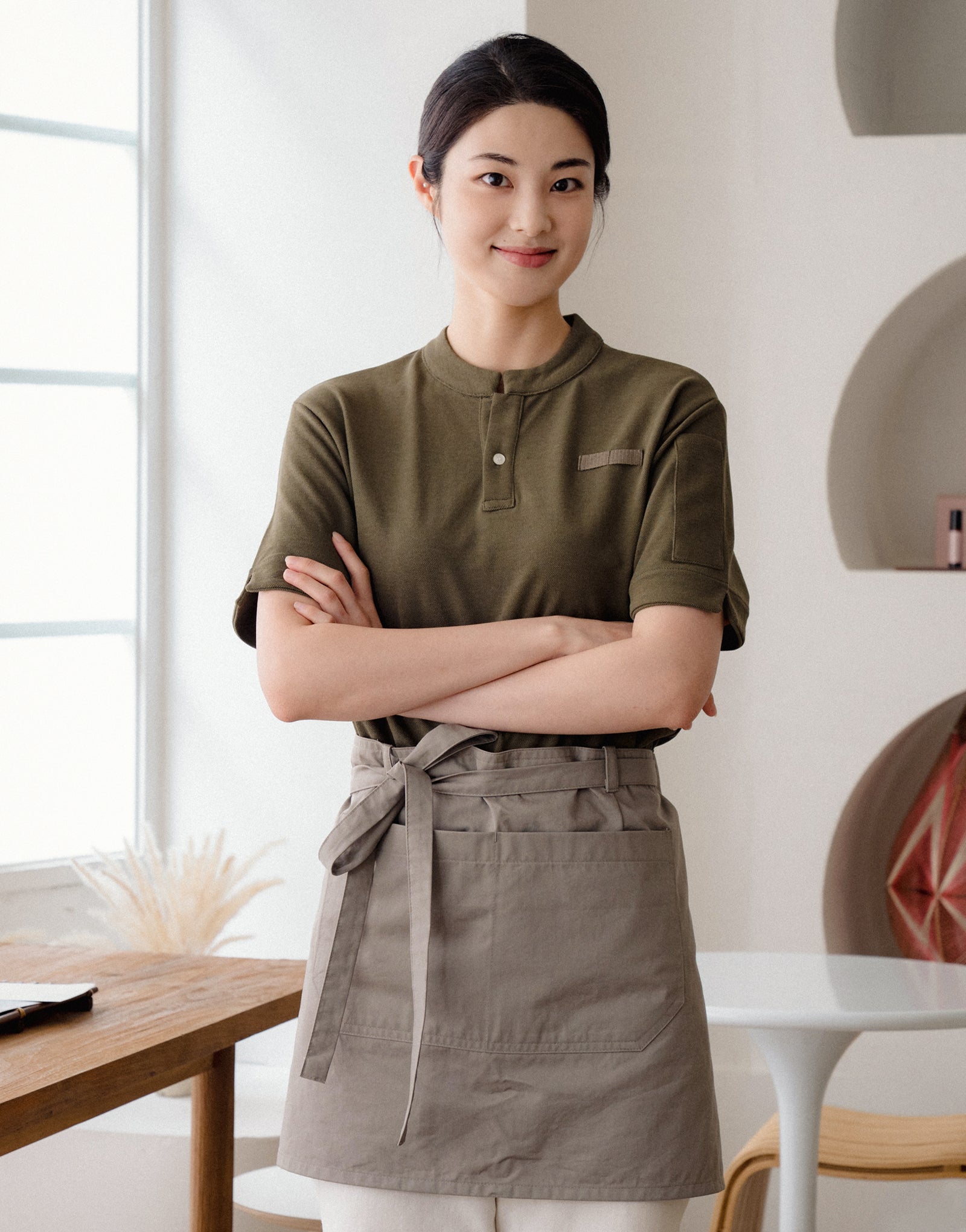 China kara one button PK T-shirt #AT1997 Khaki