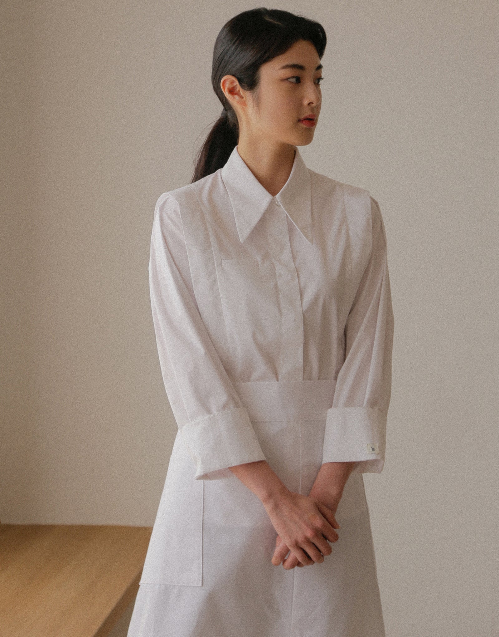 Front slit big pocket waist apron 32" #AA2003 White