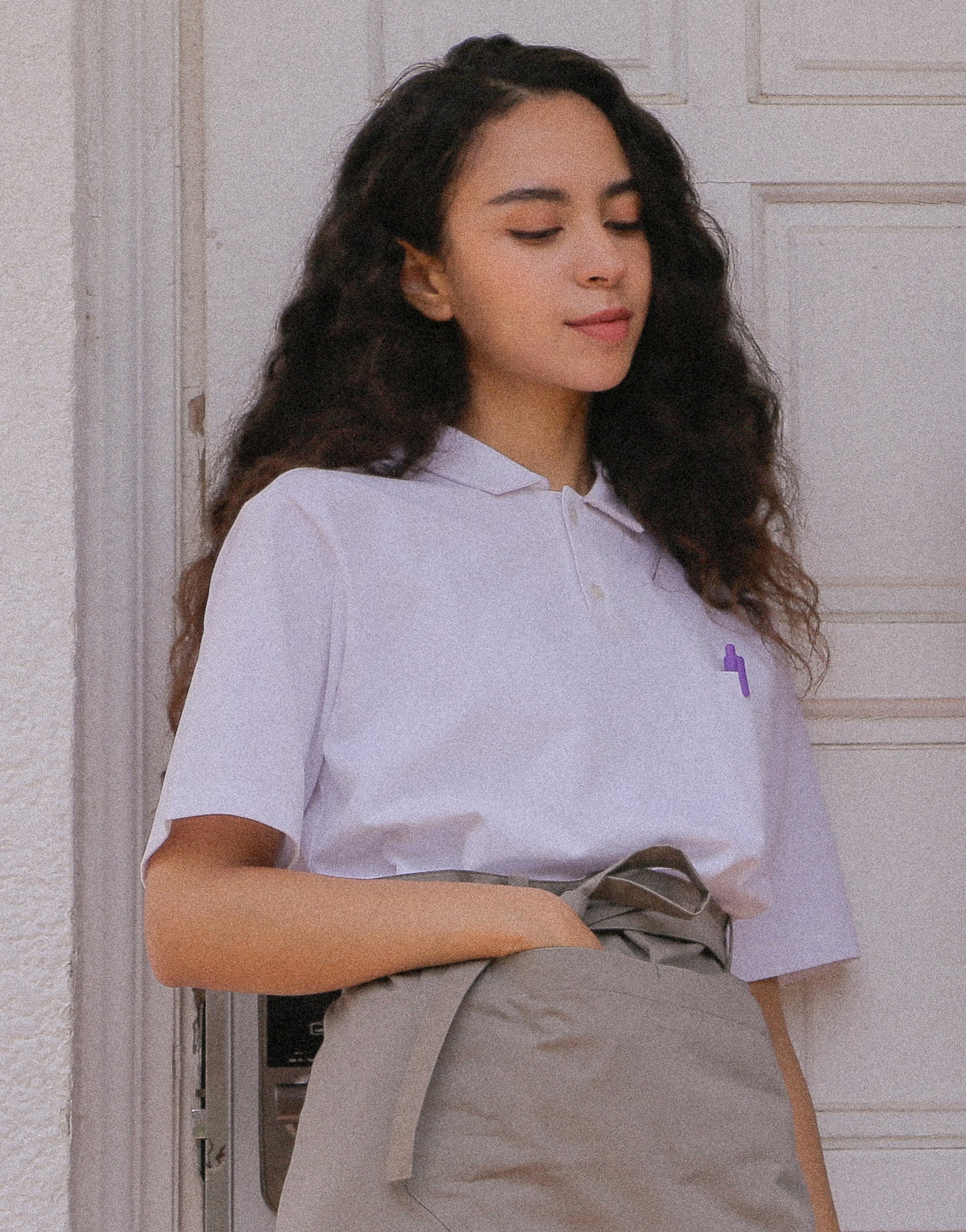 Wide collar loose fit PK T-shirt #AT1996 Black