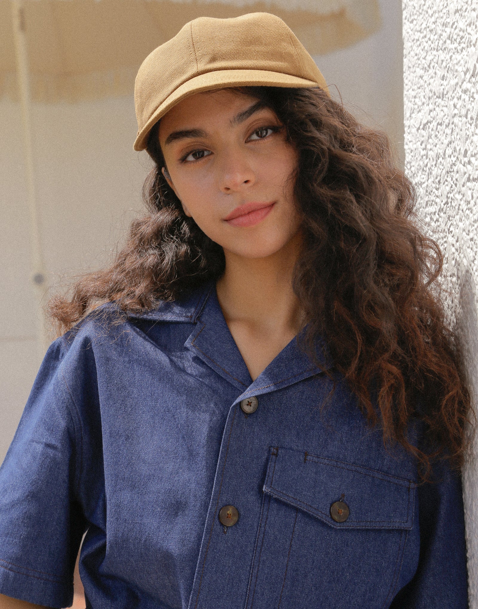 Open collar bio denim short sleeve shirt #AS1991