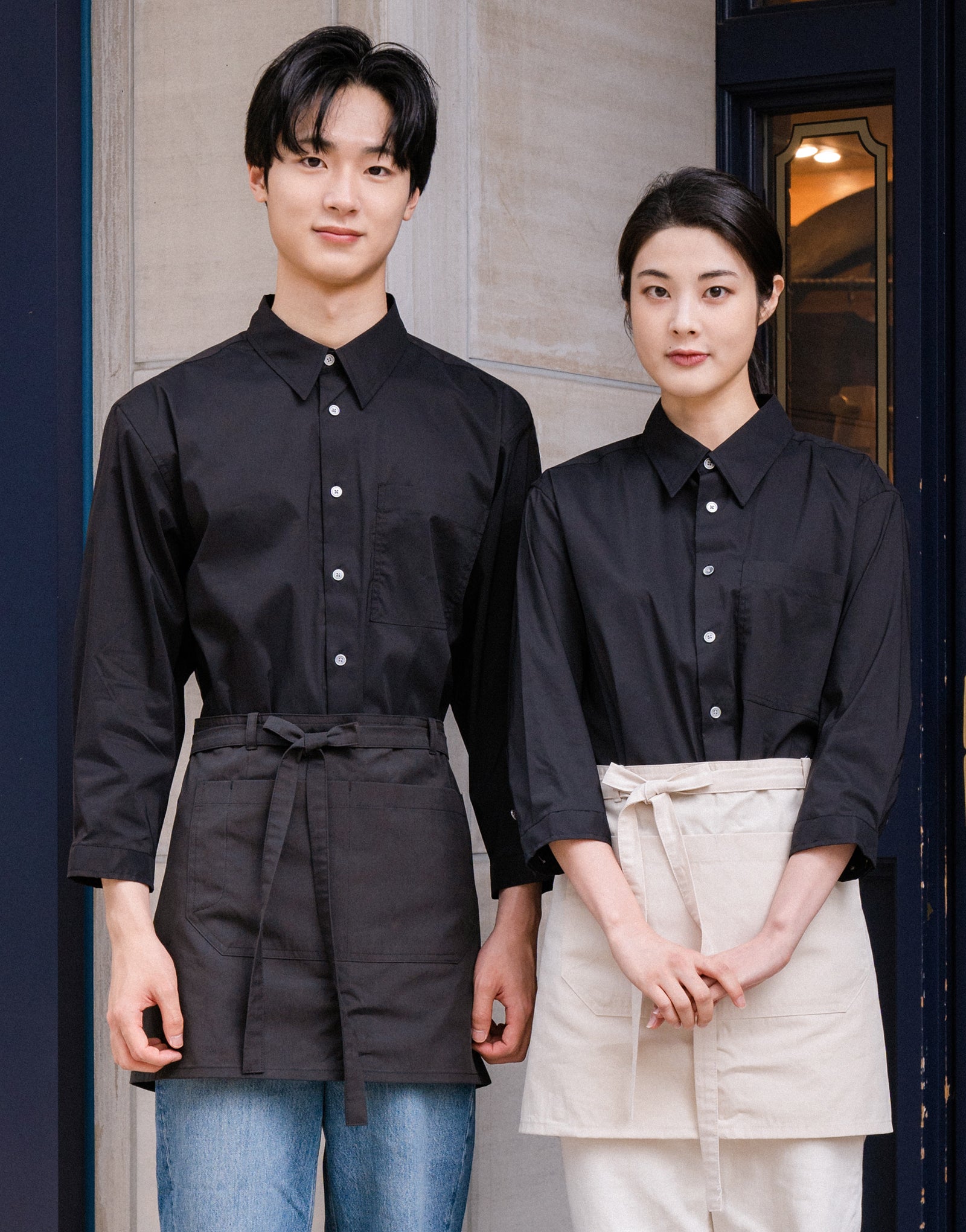 Loose fit cotton capri sleeves shirt #AS1993 Black