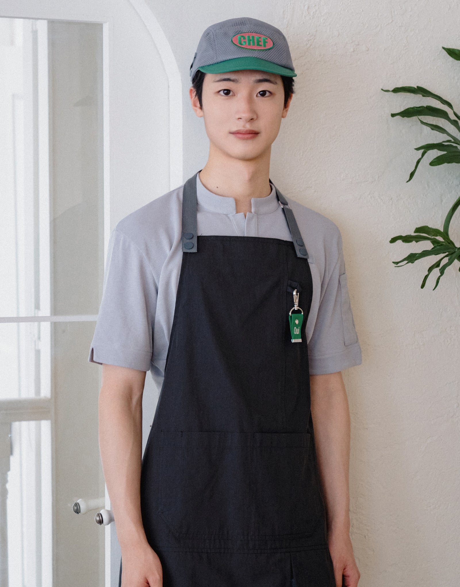 All mesh pencil holder camp cap #AH1994 Cement + Clover green