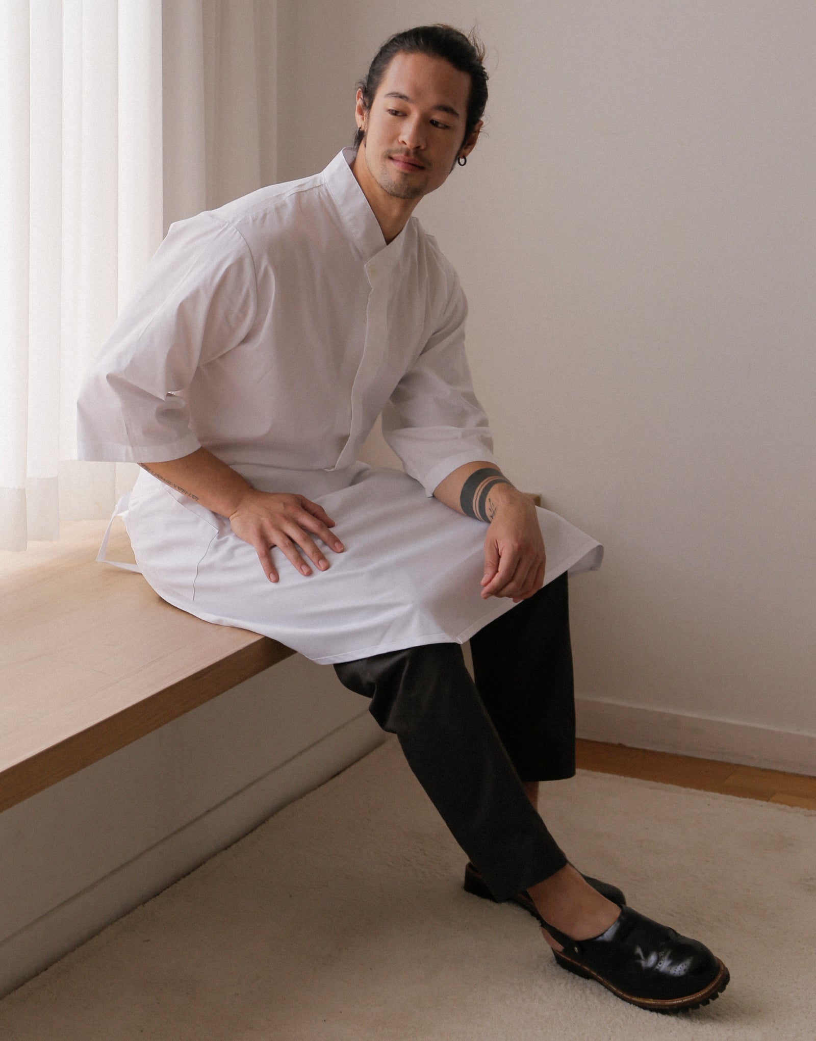 Drawstring tapered leg chef pants #AP1999 Dark grey