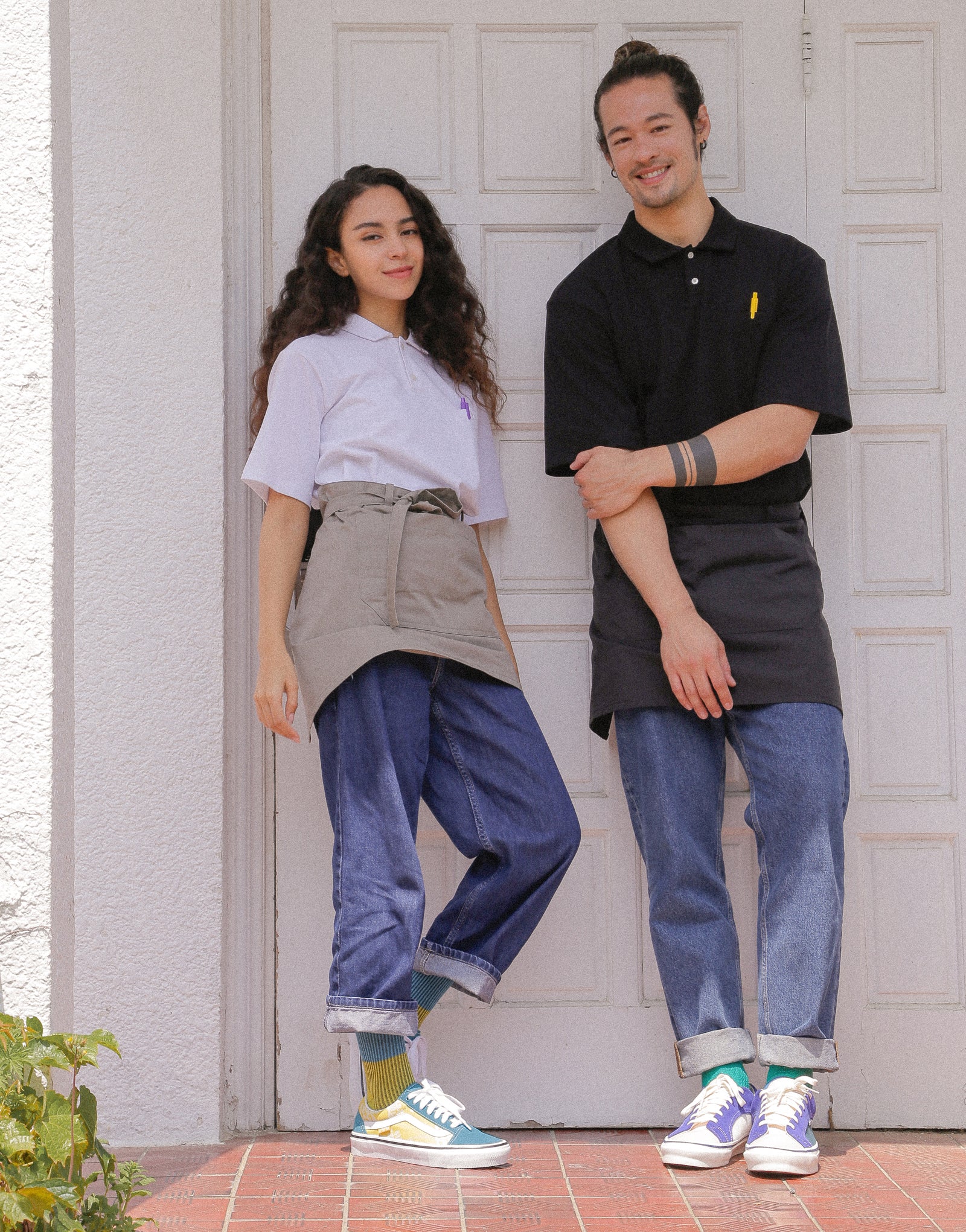 Wide collar loose fit PK T-shirt #AT1996 White