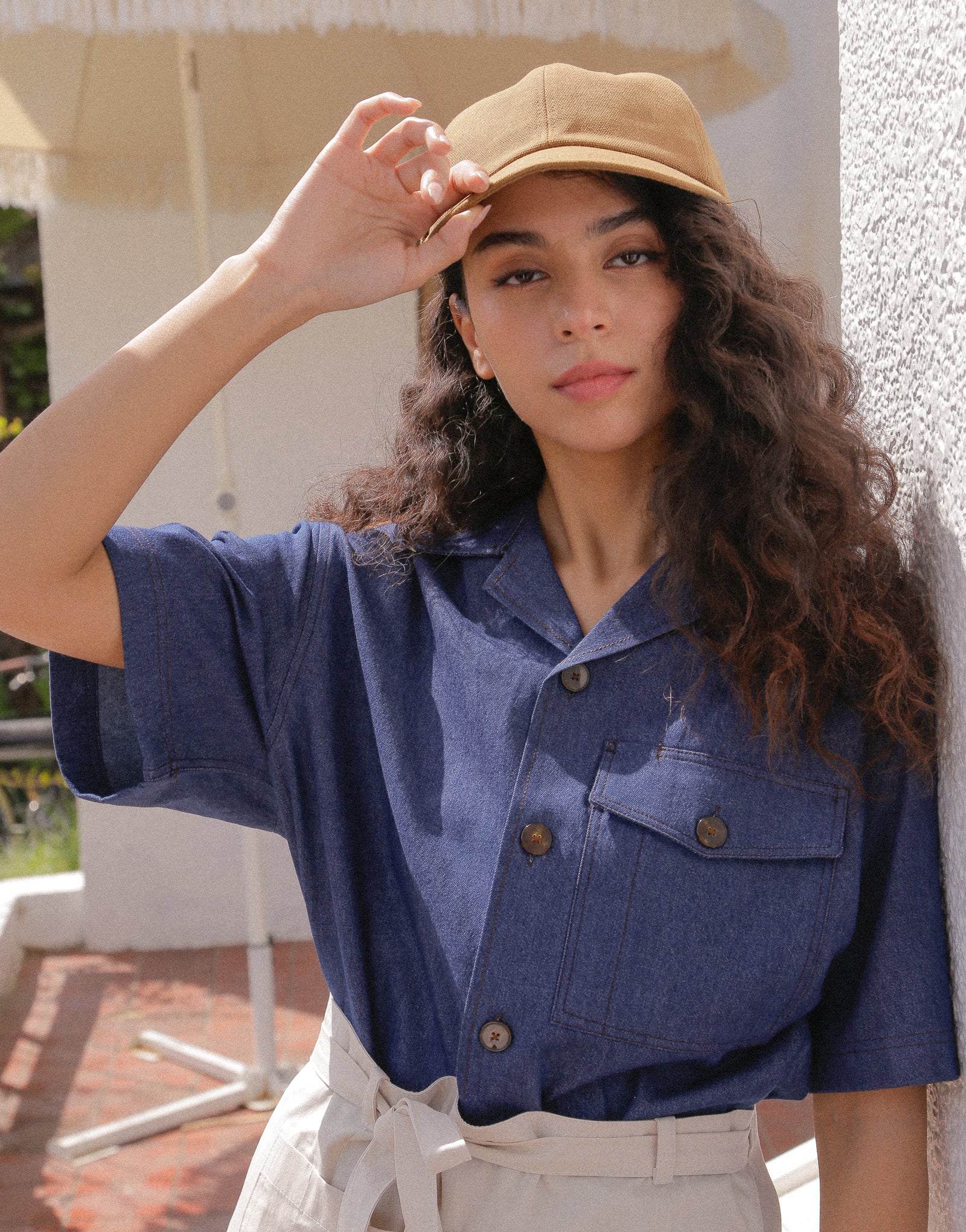 Oxford pencil holder cotton ball cap #AH1995 Camel brown