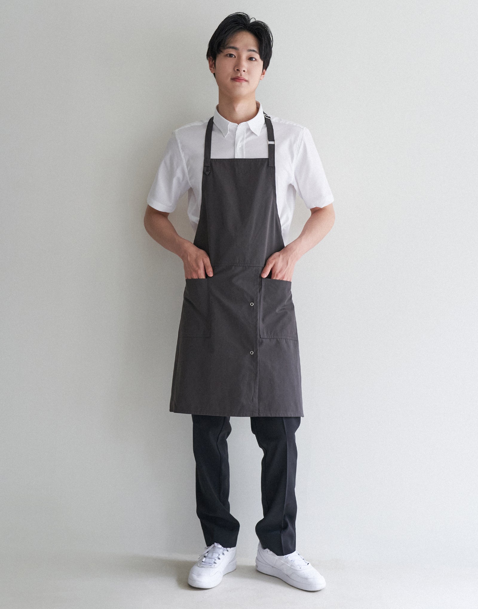 MOI Front slit chest apron #AA1984 Dark gray