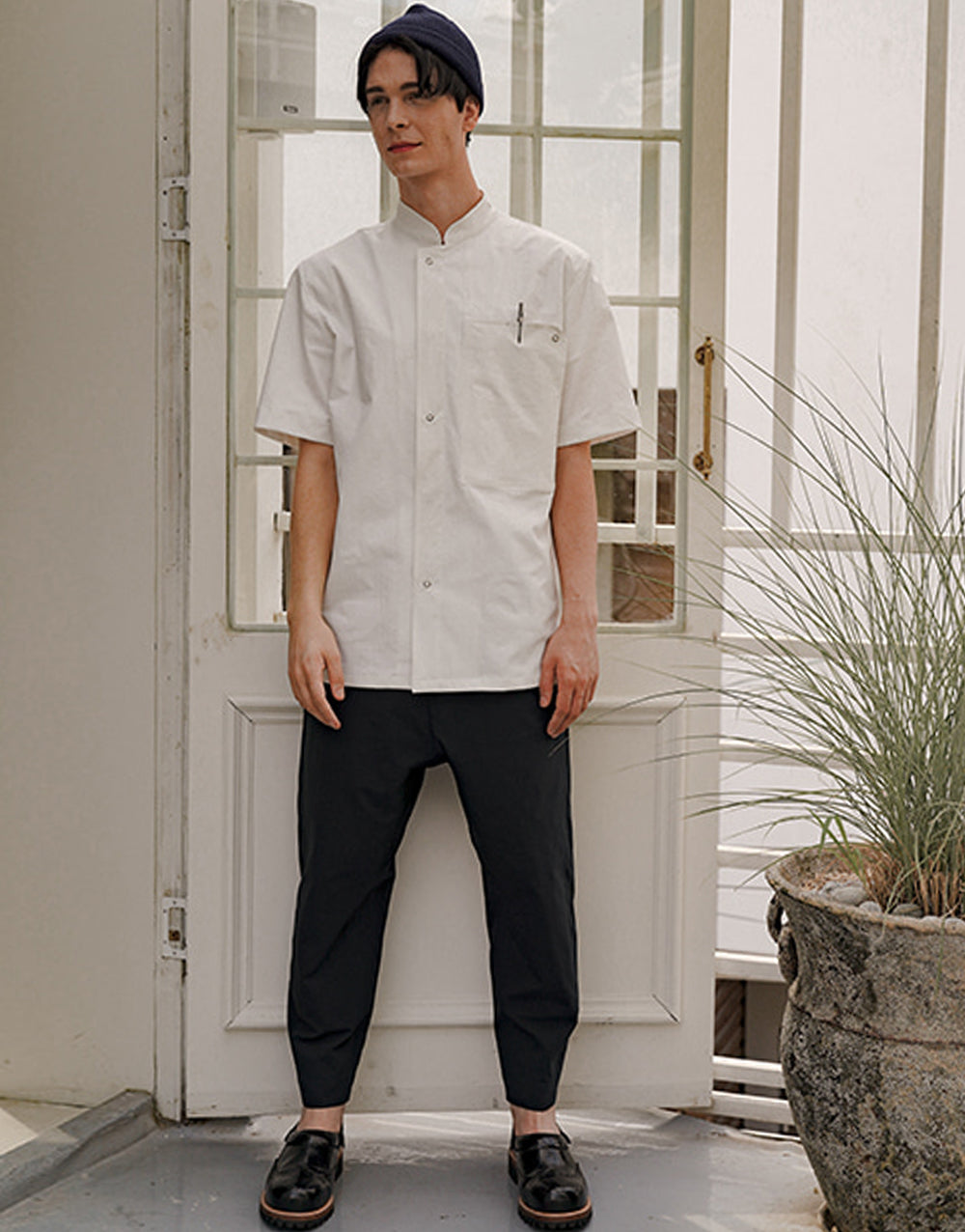 Lamant stretch baggy chef pants #AP1970 Dark navy