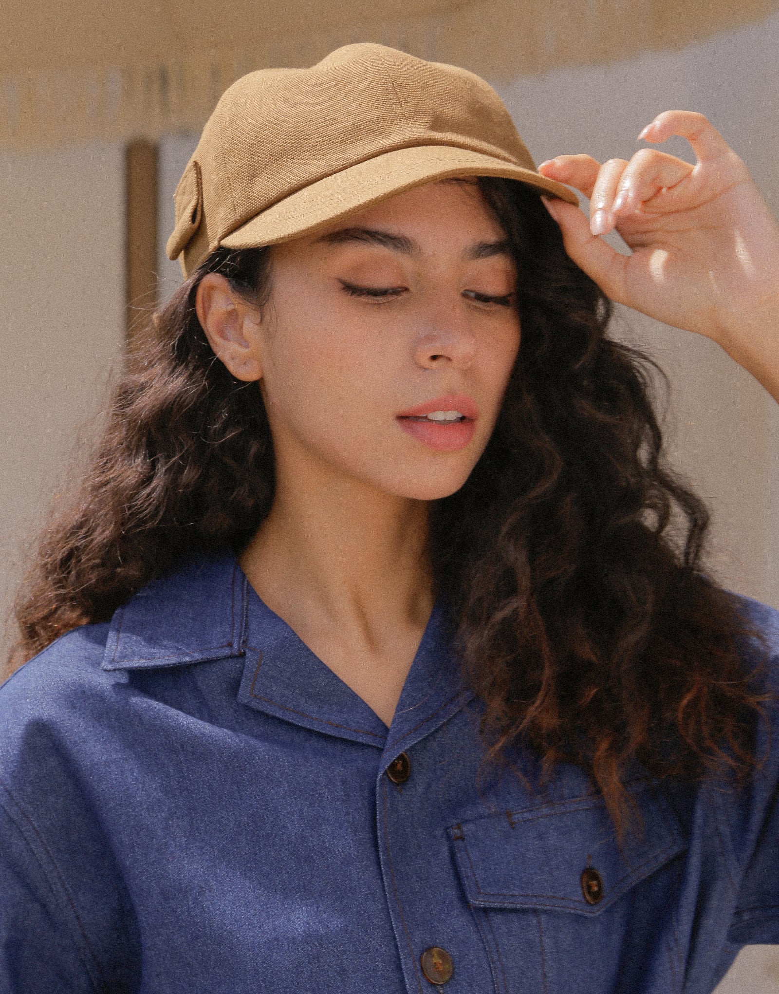 Oxford pencil holder cotton ball cap #AH1995 Camel brown