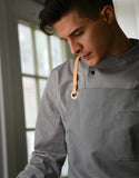 Snap point stretch chef coat #AJ1940 Grey