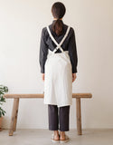 Natural linen half moon chest apron #AA2008 Ivory