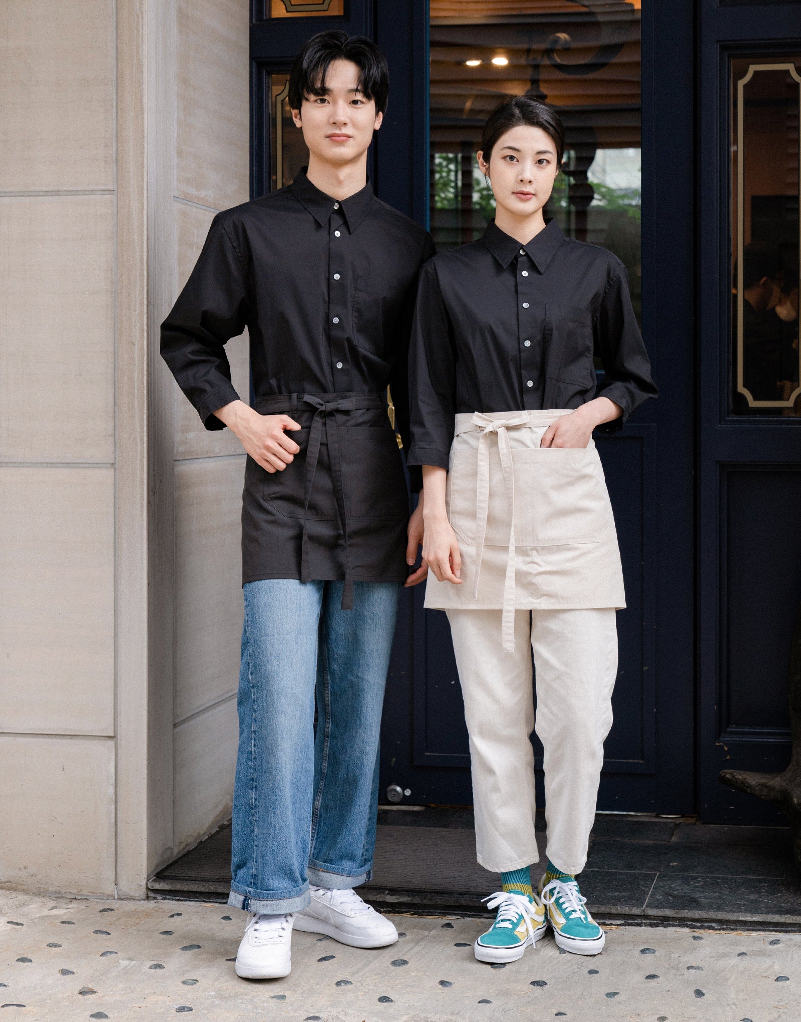 Loose fit cotton capri sleeves shirt #AS1993 Black