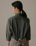 Loose fit cotton capri sleeves shirt #AS1993 Dark grey