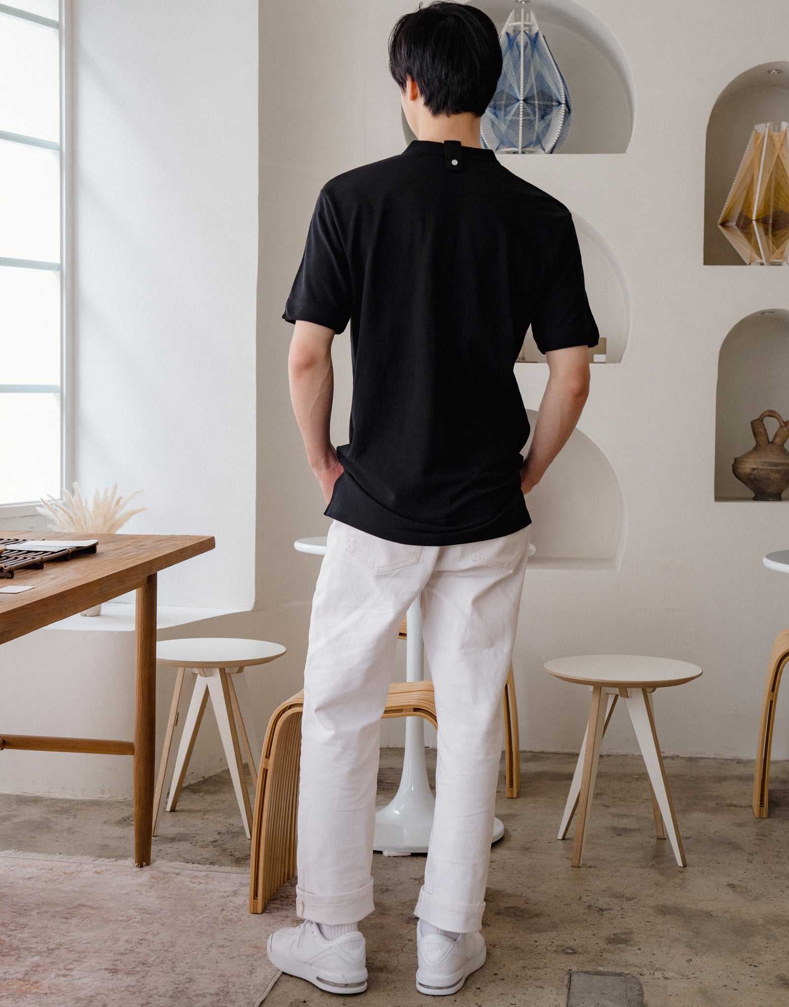 China kara one button PK T-shirt #AT1997 Black