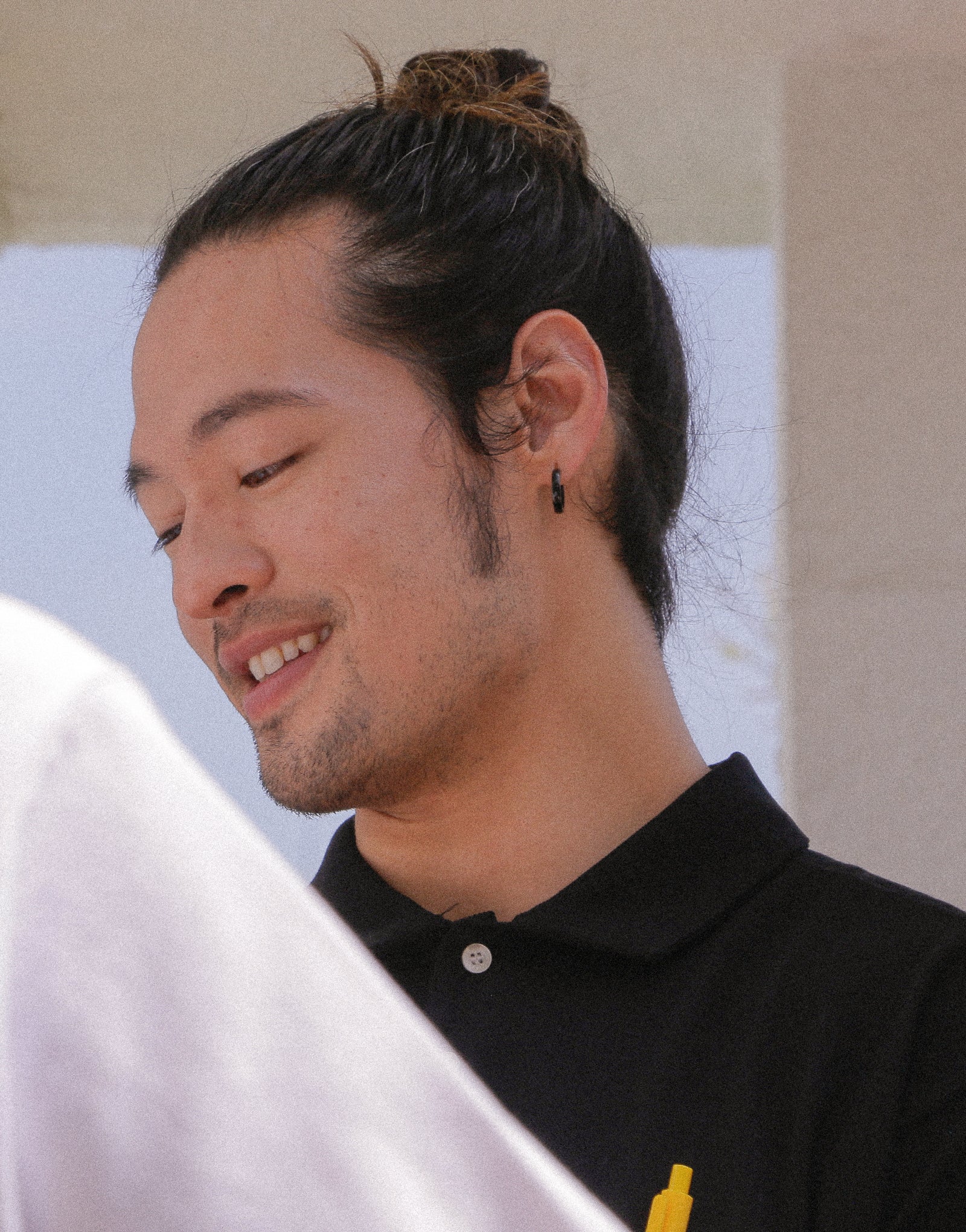 Wide collar loose fit PK T-shirt #AT1996 Black