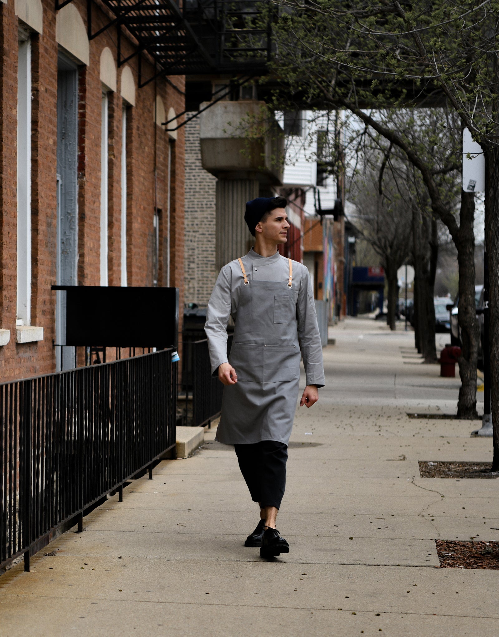 Snap point stretch chef coat #AJ1940 Grey