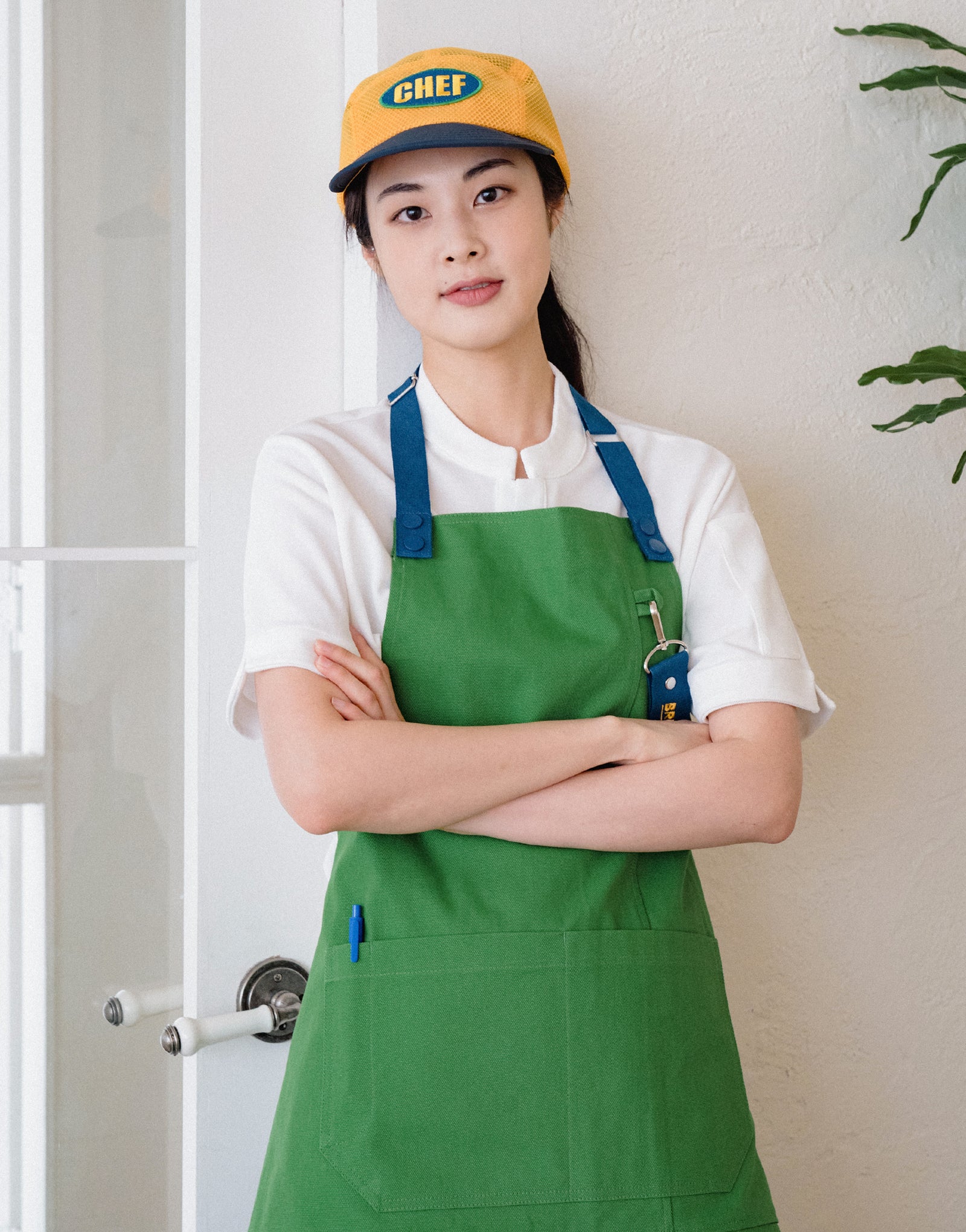 All mesh pencil holder camp cap #AH1994 Mustard + Midnight navy