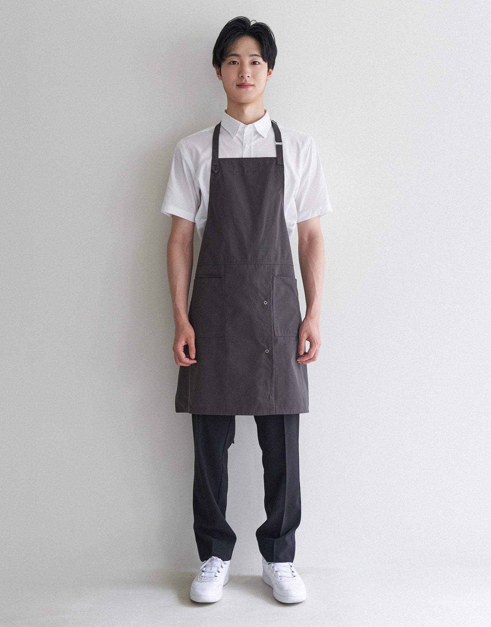 MOI Front slit chest apron #AA1984 Dark gray