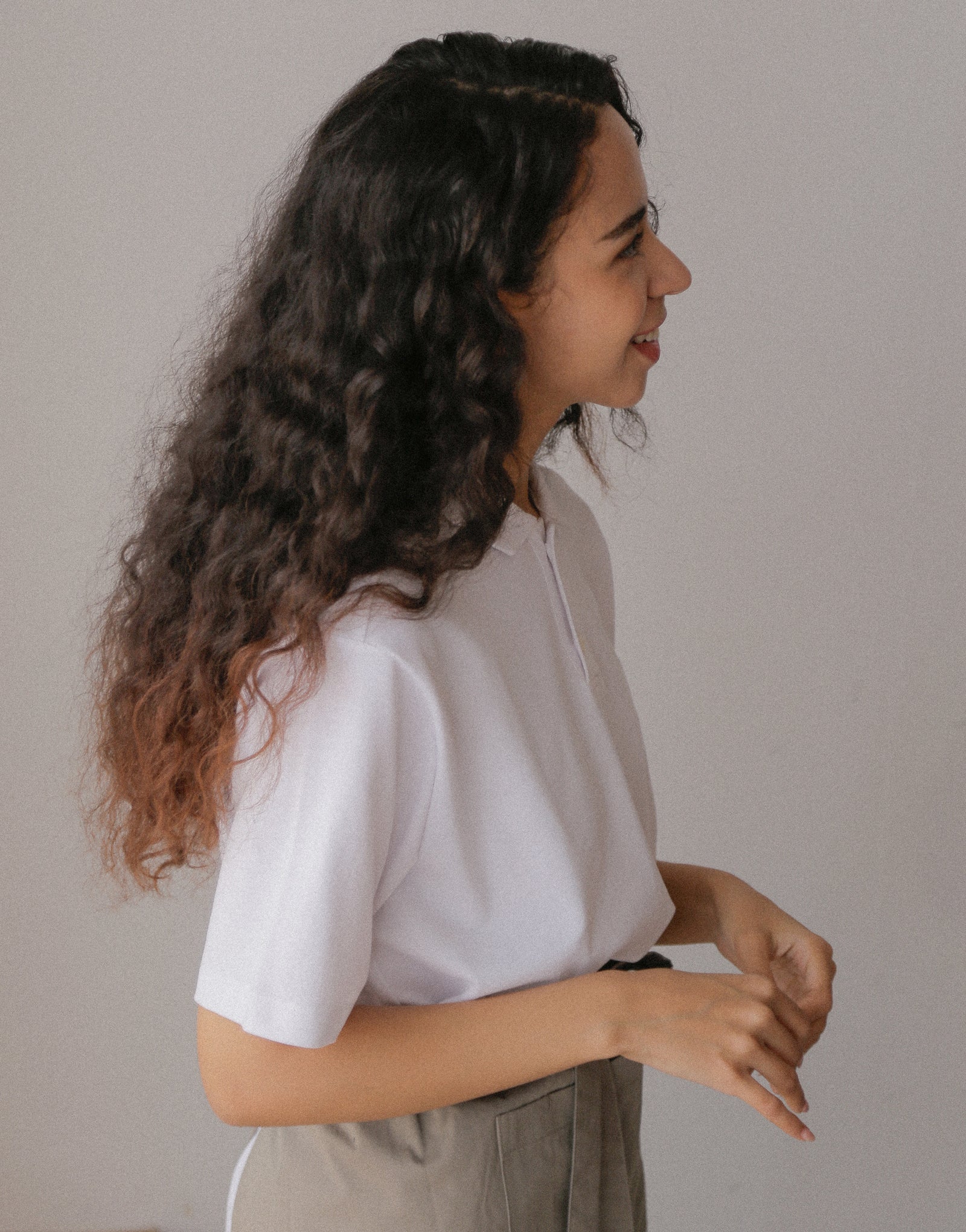 Wide collar loose fit PK T-shirt #AT1996 White