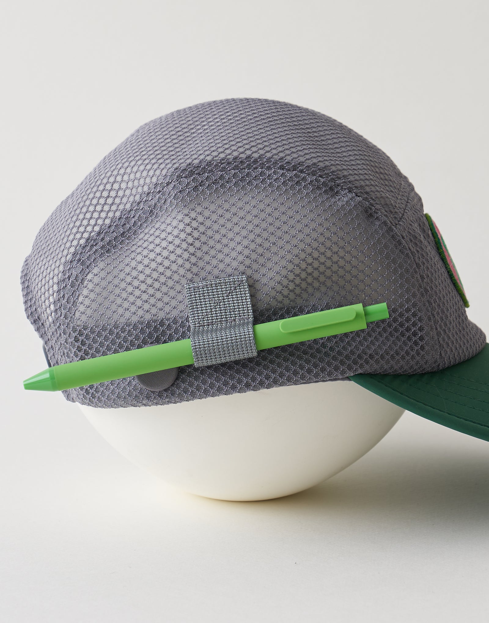All mesh pencil holder camp cap #AH1994 Cement + Clover green
