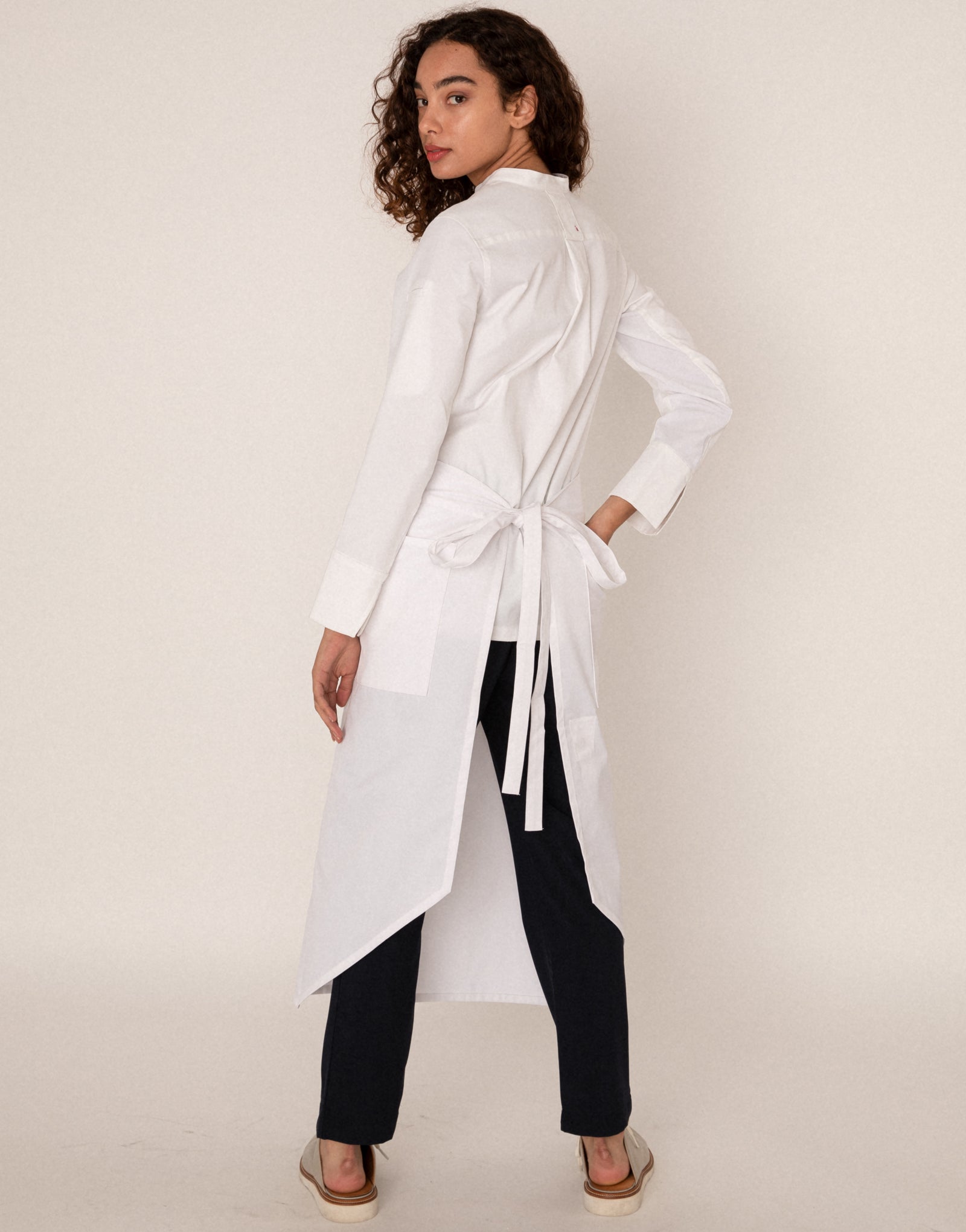 Notch-neck side mesh chef coat #AJ1987