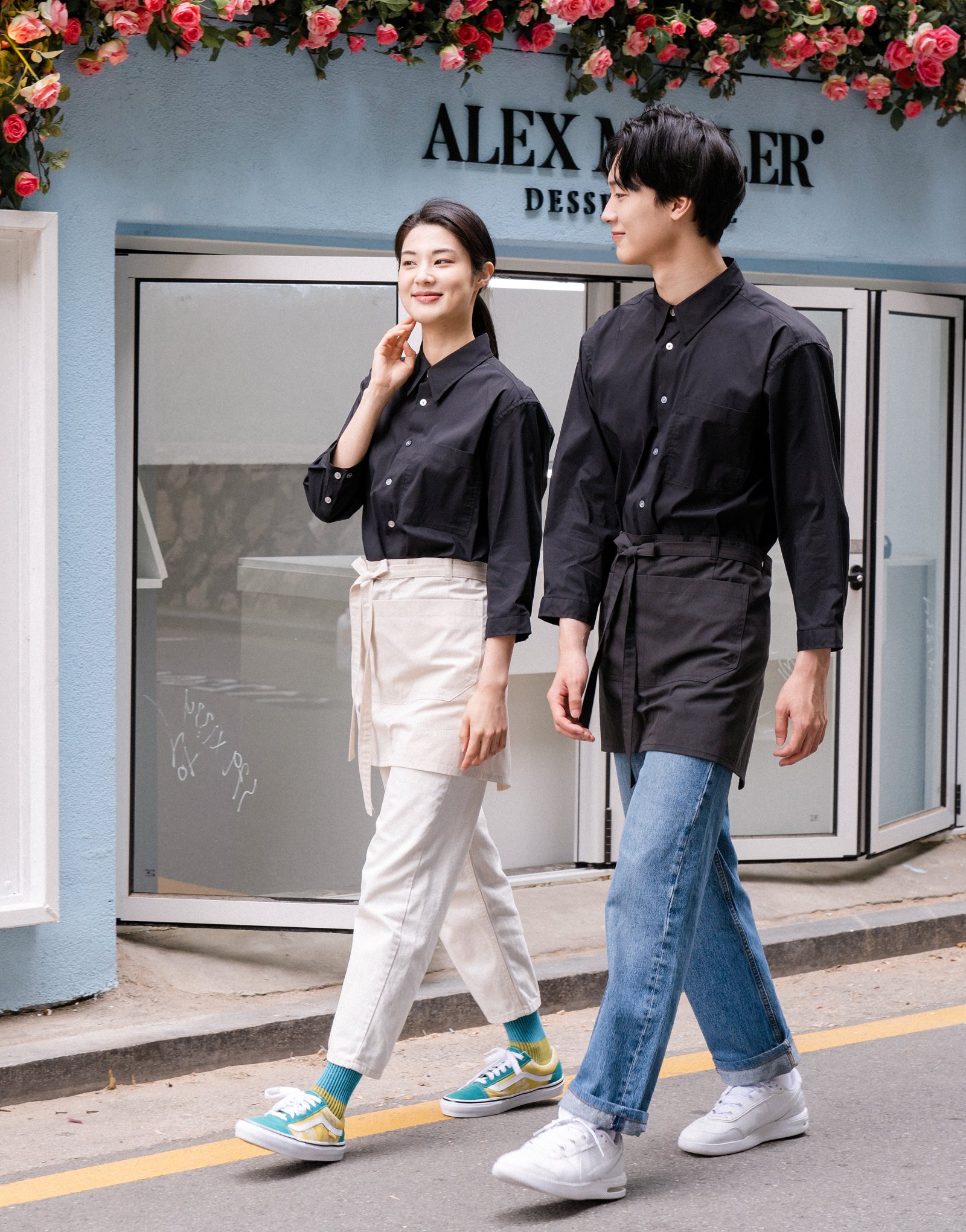 Loose fit cotton capri sleeves shirt #AS1993 Black