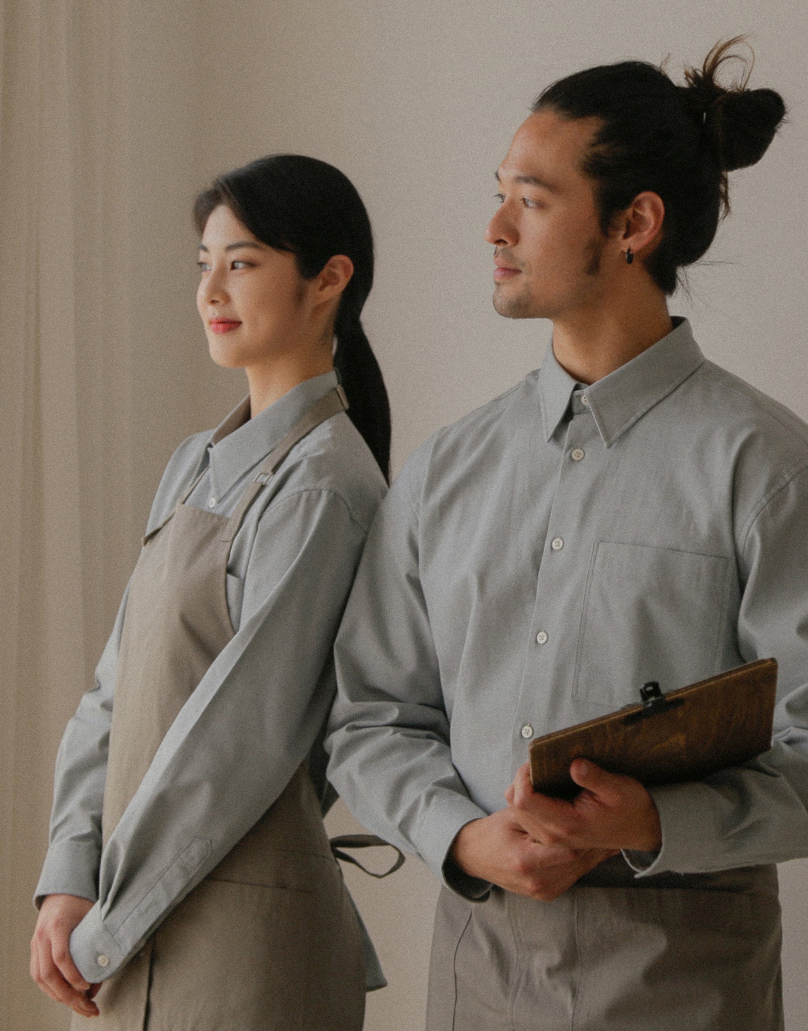 MOI Front slit chest apron #AA1984 Light Khaki