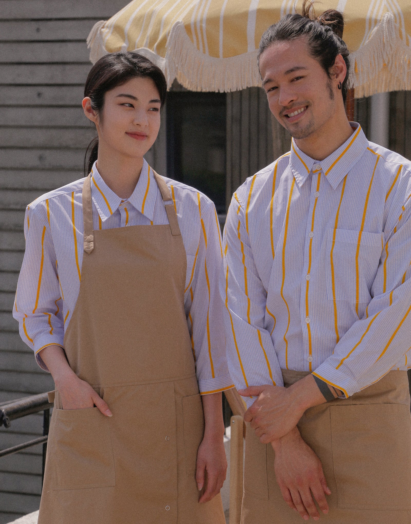 MOI Front slit chest apron #AA1984 Beige