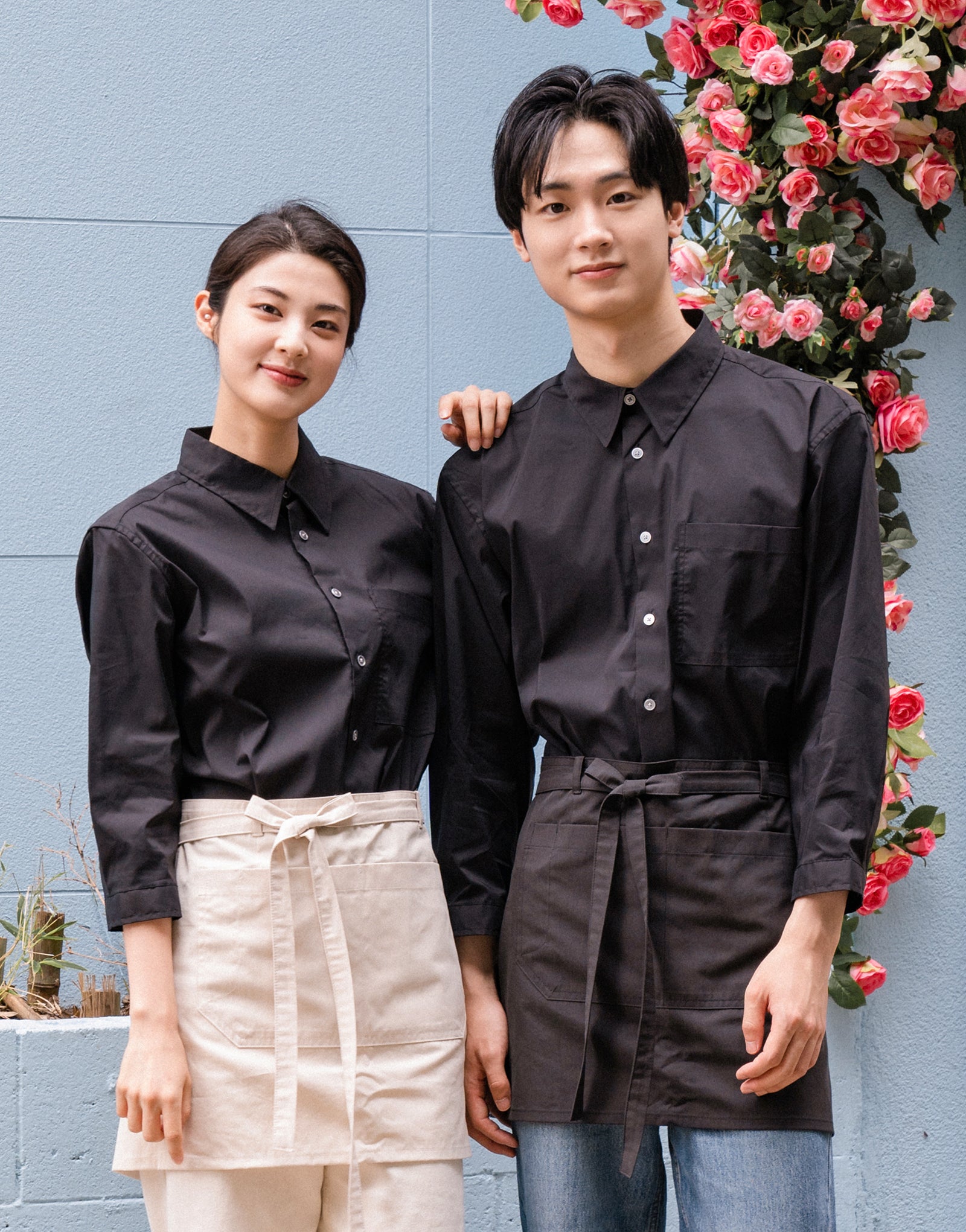 Loose fit cotton capri sleeves shirt #AS1993 Black