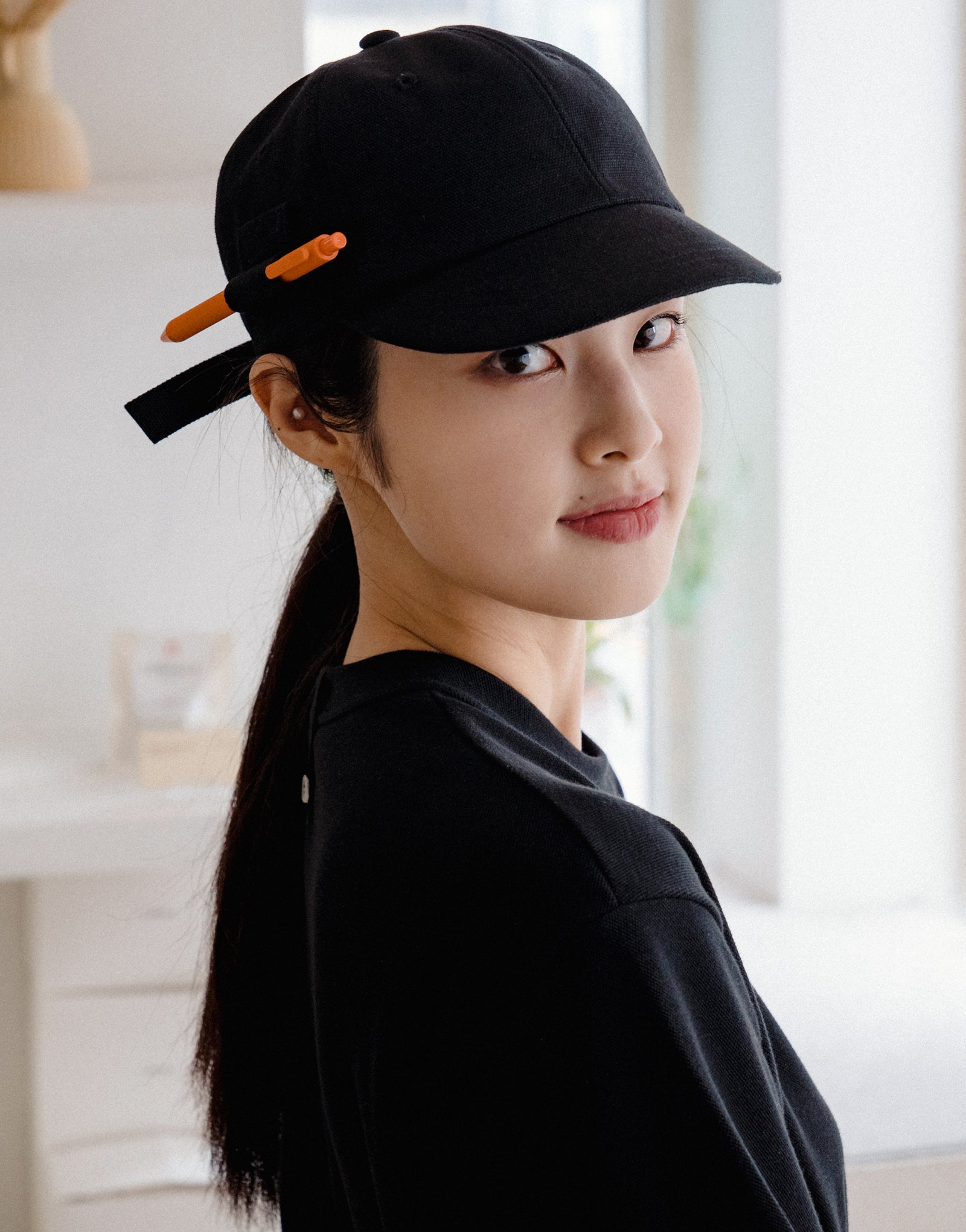 Oxford pencil holder cotton ball cap #AH1995 Black