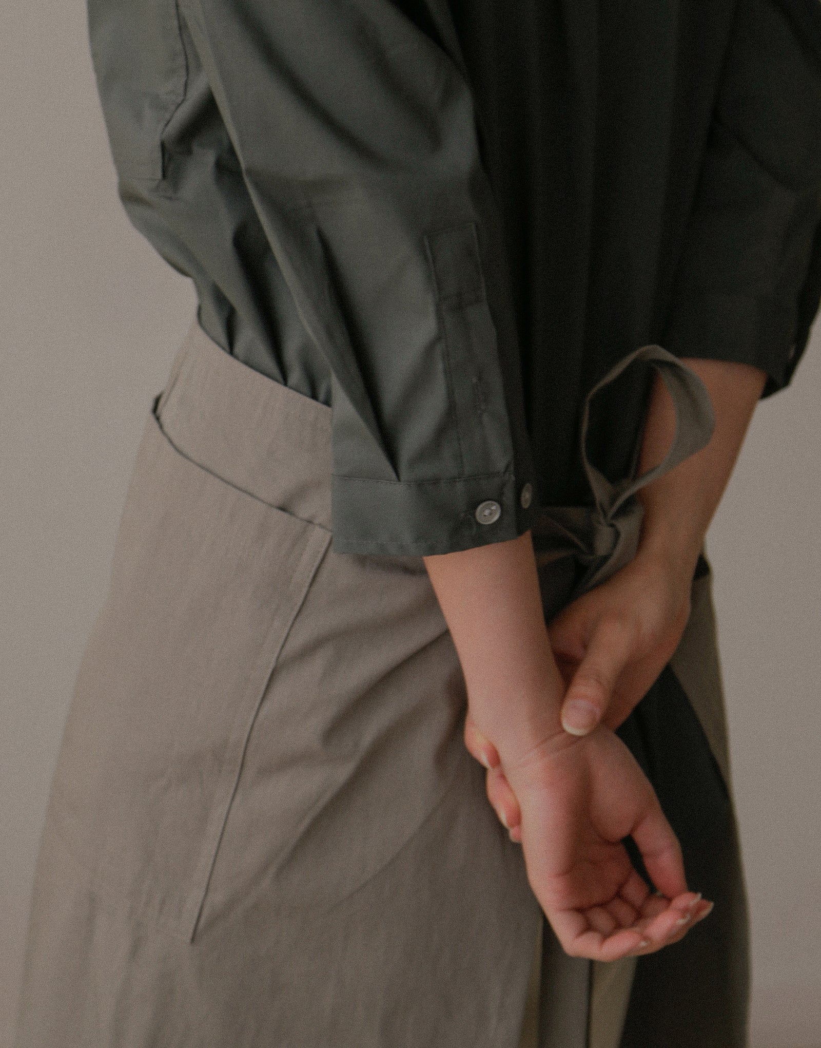 Loose fit cotton capri sleeves shirt #AS1993 Dark grey