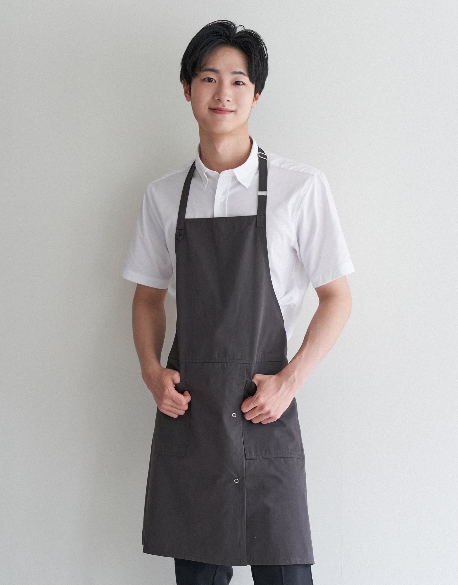 MOI Front slit chest apron #AA1984 Dark gray